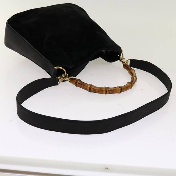 GUCCI Bamboo Shoulder Bag Suede 2way Black 001 1638 Auth bs12747 - Picture 8 of 16